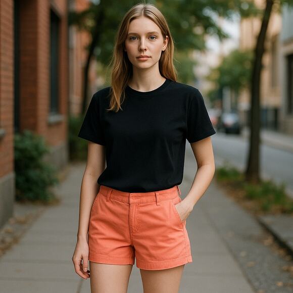 J. Crew Factory Womens Shorts Sz 00 3" Chino Neon Peach NEW - Picture 2 of 7